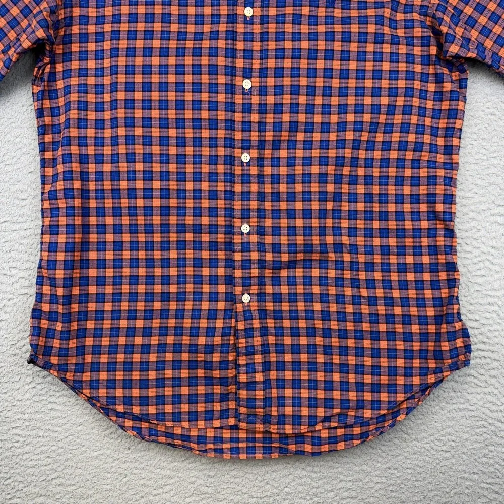 Ralph Lauren Shirt Mens Medium Blue Orange Check Button Down Long Sleeve Cotton